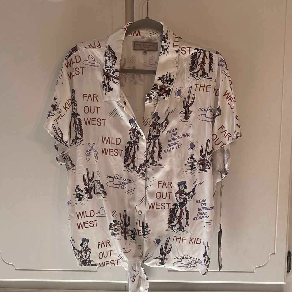 Double D Ranch White Western Print 2x nwt